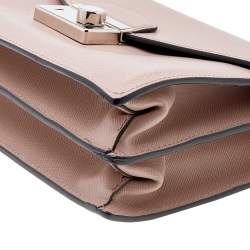 Pre Owned Prada Dusty Pink Saffiano Lux Leather Mini Sound Flap Bag