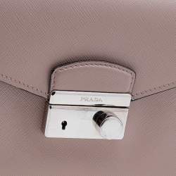 Pre Owned Prada Dusty Pink Saffiano Lux Leather Mini Sound Flap Bag