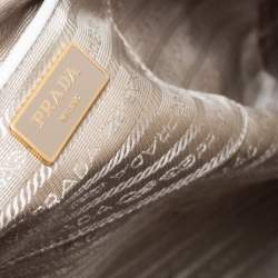 Pre Owned Prada Pearl White Saffiano Lux Leather Large Open Galleria Tote