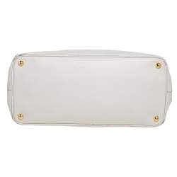 Pre Owned Prada Pearl White Saffiano Lux Leather Large Open Galleria Tote
