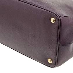 Pre Owned Prada Burgundy Saffiano Lux Leather Large Double Zip Tote