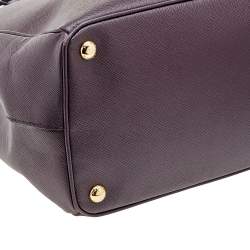 Pre Owned Prada Burgundy Saffiano Lux Leather Large Double Zip Tote