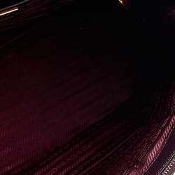 Pre Owned Prada Burgundy Saffiano Lux Leather Large Double Zip Tote