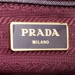 Pre Owned Prada Burgundy Saffiano Lux Leather Large Double Zip Tote