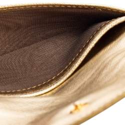 Pre Owned Prada Gold Saffiano Leather Card Case