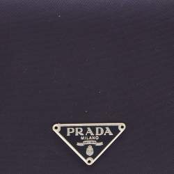 Pre Owned Prada Navy Blue Nylon Trifold Wallet