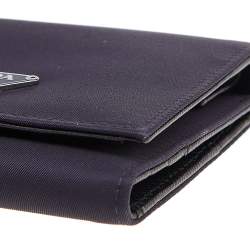Pre Owned Prada Navy Blue Nylon Trifold Wallet