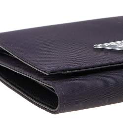 Pre Owned Prada Navy Blue Nylon Trifold Wallet