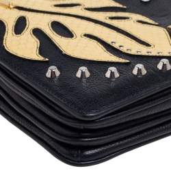 Pre Owned Prada Black Leather Hawaii Chain Flap Crossbody Bag