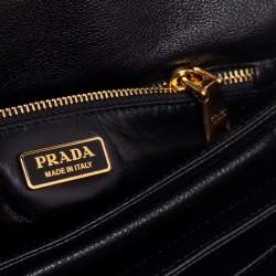 Pre Owned Prada Black Leather Hawaii Chain Flap Crossbody Bag