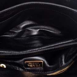 Pre Owned Prada Black Leather Hawaii Chain Flap Crossbody Bag