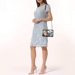 Pre Owned Prada Black Leather Hawaii Chain Flap Crossbody Bag