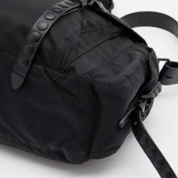 Pre Owned Prada Black Nylon Studded Messenger Bag