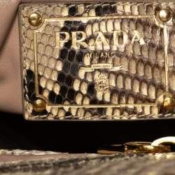Pre Owned Prada Cream/Black Python Tote