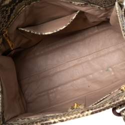 Pre Owned Prada Cream/Black Python Tote