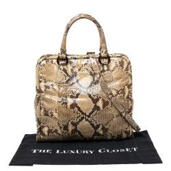Pre Owned Prada Cream/Black Python Tote