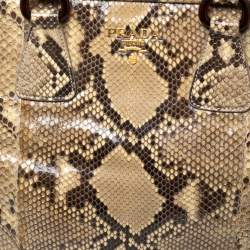 Pre Owned Prada Cream/Black Python Tote