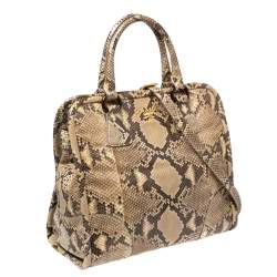 Pre Owned Prada Cream/Black Python Tote