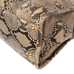 Pre Owned Prada Cream/Black Python Tote