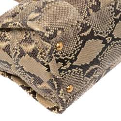 Pre Owned Prada Cream/Black Python Tote