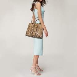 Pre Owned Prada Cream/Black Python Tote