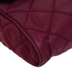 Prada Burgundy Quilted Satin Flap Chain Shoulder Bag