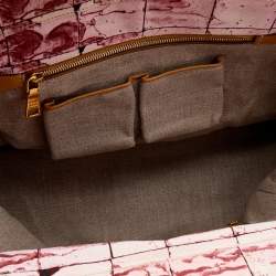 Pre Owned Prada Pink/White Printed Canvas Canapa Tote