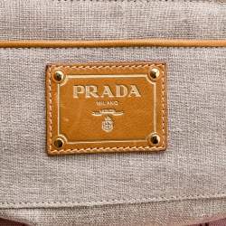Pre Owned Prada Pink/White Printed Canvas Canapa Tote