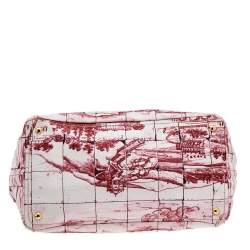 Pre Owned Prada Pink/White Printed Canvas Canapa Tote