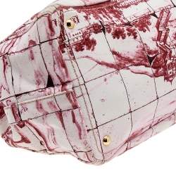 Pre Owned Prada Pink/White Printed Canvas Canapa Tote
