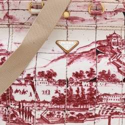Pre Owned Prada Pink/White Printed Canvas Canapa Tote