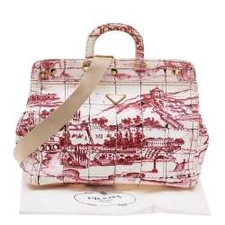 Pre Owned Prada Pink/White Printed Canvas Canapa Tote