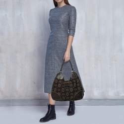 Pre Owned Prada Brown Printed Canvas and Leather Hobo