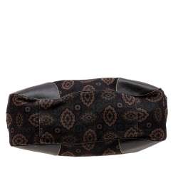 Pre Owned Prada Brown Printed Canvas and Leather Hobo