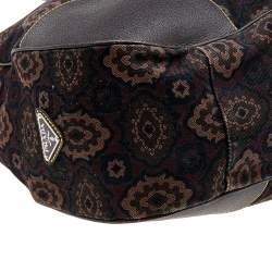 Pre Owned Prada Brown Printed Canvas and Leather Hobo