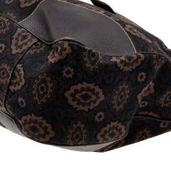 Pre Owned Prada Brown Printed Canvas and Leather Hobo