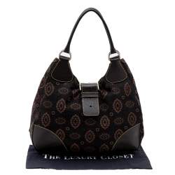Pre Owned Prada Brown Printed Canvas and Leather Hobo