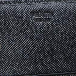 Pre Owned Prada Black Saffiano Fiocco Leather Bow Continental Wallet