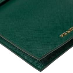 Pre Owned Prada Green Saffiano Lux Leather Phone Holder Crossbody Bag