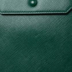Pre Owned Prada Green Saffiano Lux Leather Phone Holder Crossbody Bag