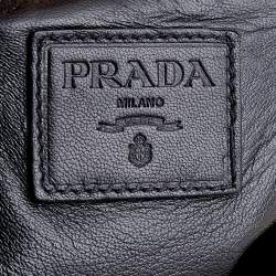 Pre Owned Prada Black/Metallic Gold Leather Stripe Tote