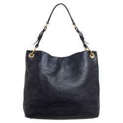 Pre Owned Prada Black Vitello Daino Leather Logo Shoulder Bag