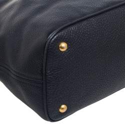 Pre Owned Prada Black Vitello Daino Leather Logo Shoulder Bag