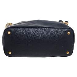 Pre Owned Prada Black Vitello Daino Leather Logo Shoulder Bag