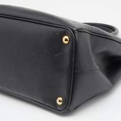 Pre Owned Prada Black Saffiano Lux Leather Medium Galleria Double Zip Tote