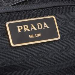 Pre Owned Prada Black Saffiano Lux Leather Medium Galleria Double Zip Tote