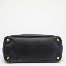 Pre Owned Prada Black Saffiano Lux Leather Medium Galleria Double Zip Tote