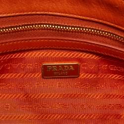 Pre Owned Prada Orange Quilted Nylon Pushlock Flap Chain Shoulder Bag