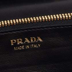 Pre Owned Prada Black Nappa Gaufre Leather Wallet On Chain