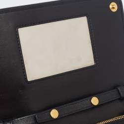 Pre Owned Prada Black Nappa Gaufre Leather Wallet On Chain